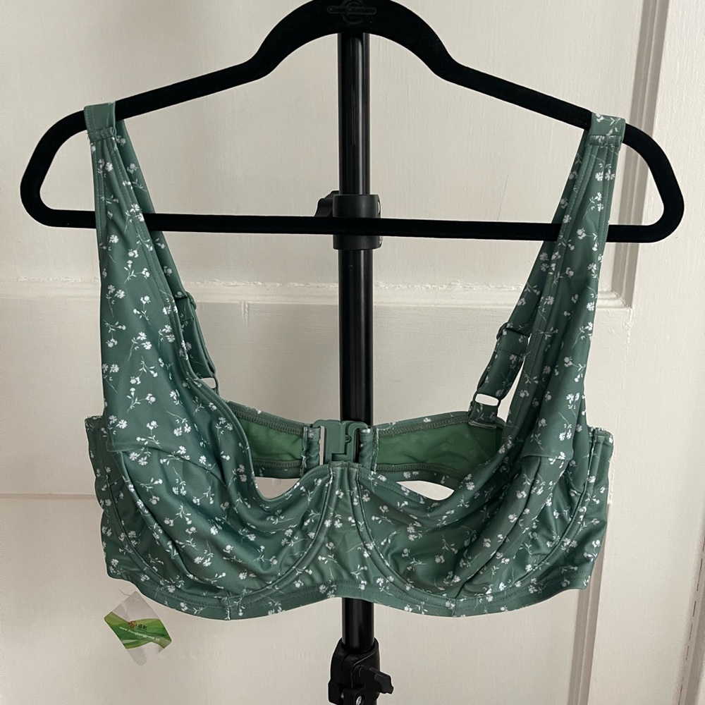 Green swimsuit top